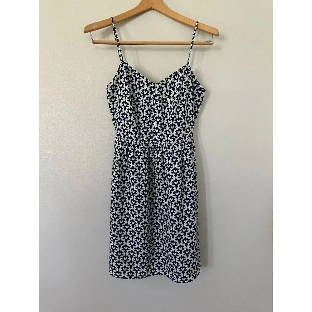 J. Crew Seaside Cami Print Mini Dress sz 2 Spaghetti Strap pockets